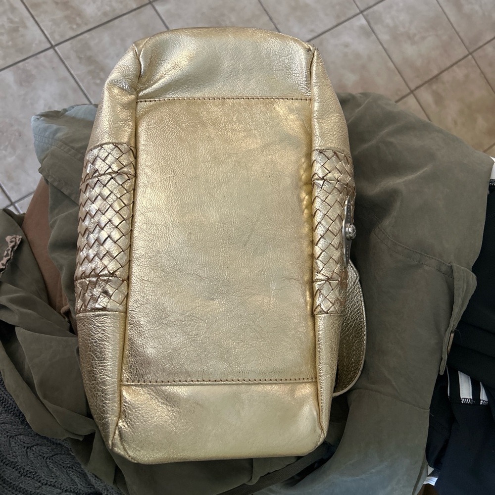 Elliott Lucca Metallic Gold Woven Leather Shoulder Bag - Picture 7 of 11